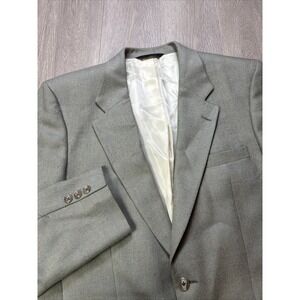 Burberrys' Sport Coat Blazer Jacket‎ Men's 42R Gray Windowpane Silk